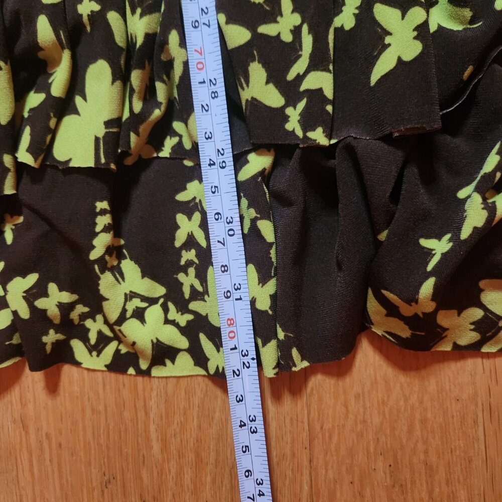Rampage Dress Brown Yellow Cascade Butterflies Ruffled Hem Racerback M Boho Gems - Picture 6 of 8